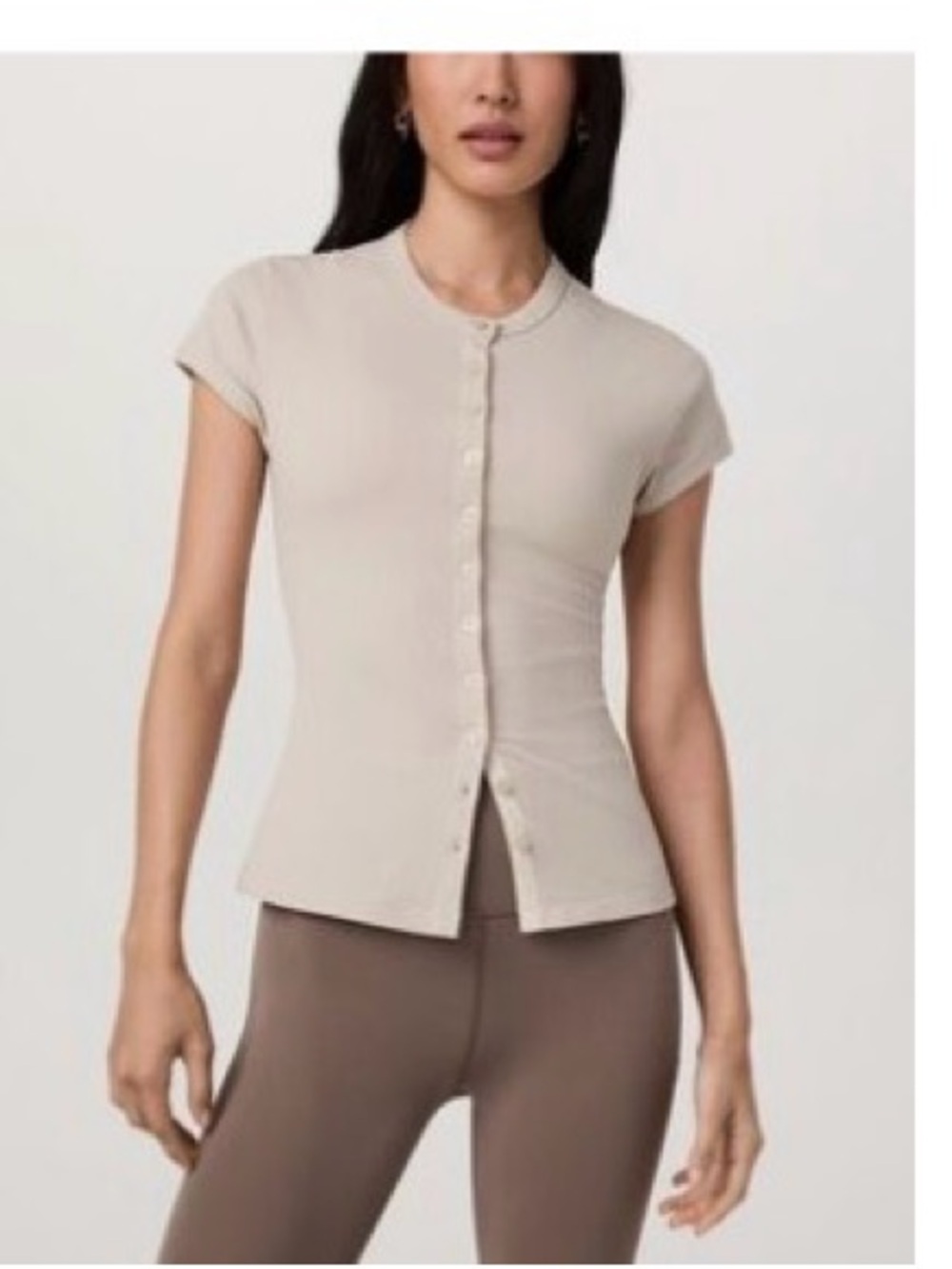 Vuori ribbed, button down shirt in cream